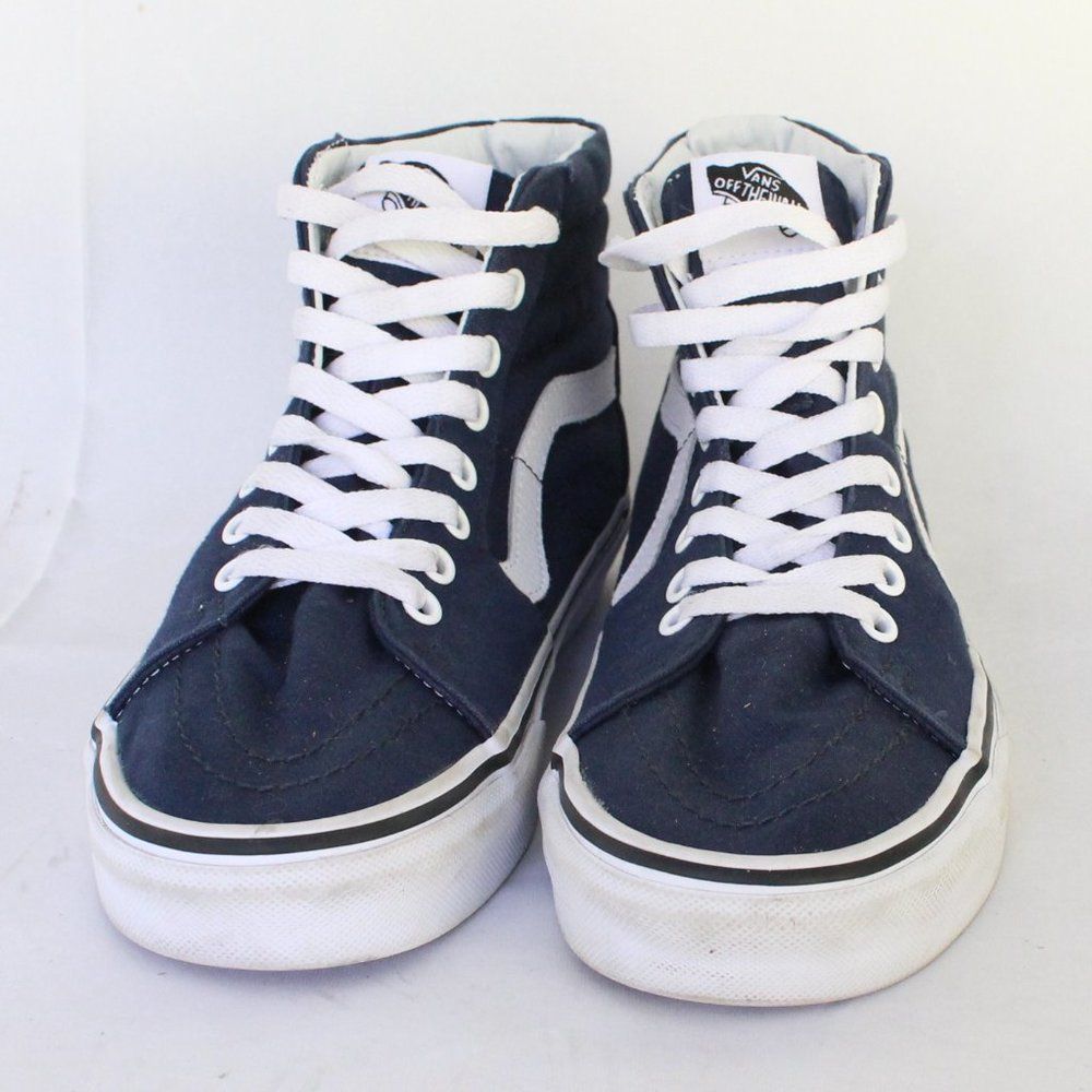 Vans Sk8-Hi Canvas High Top Sneaker Woman's Size 8 Navy Blue Shoes Retro - Picture 2 of 9